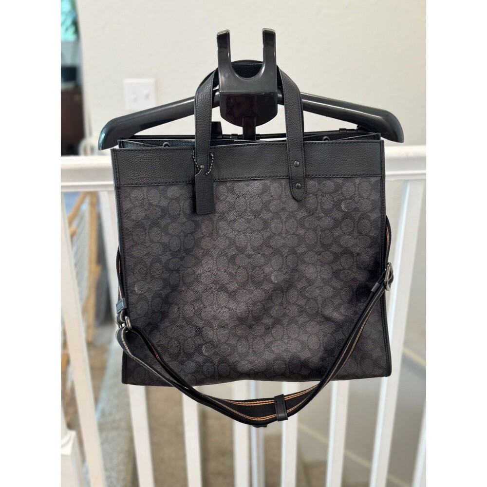 COACH Signature Field Tote 40 Charcoal and Black Pebble Leather C7674 - Picture 15 of 16